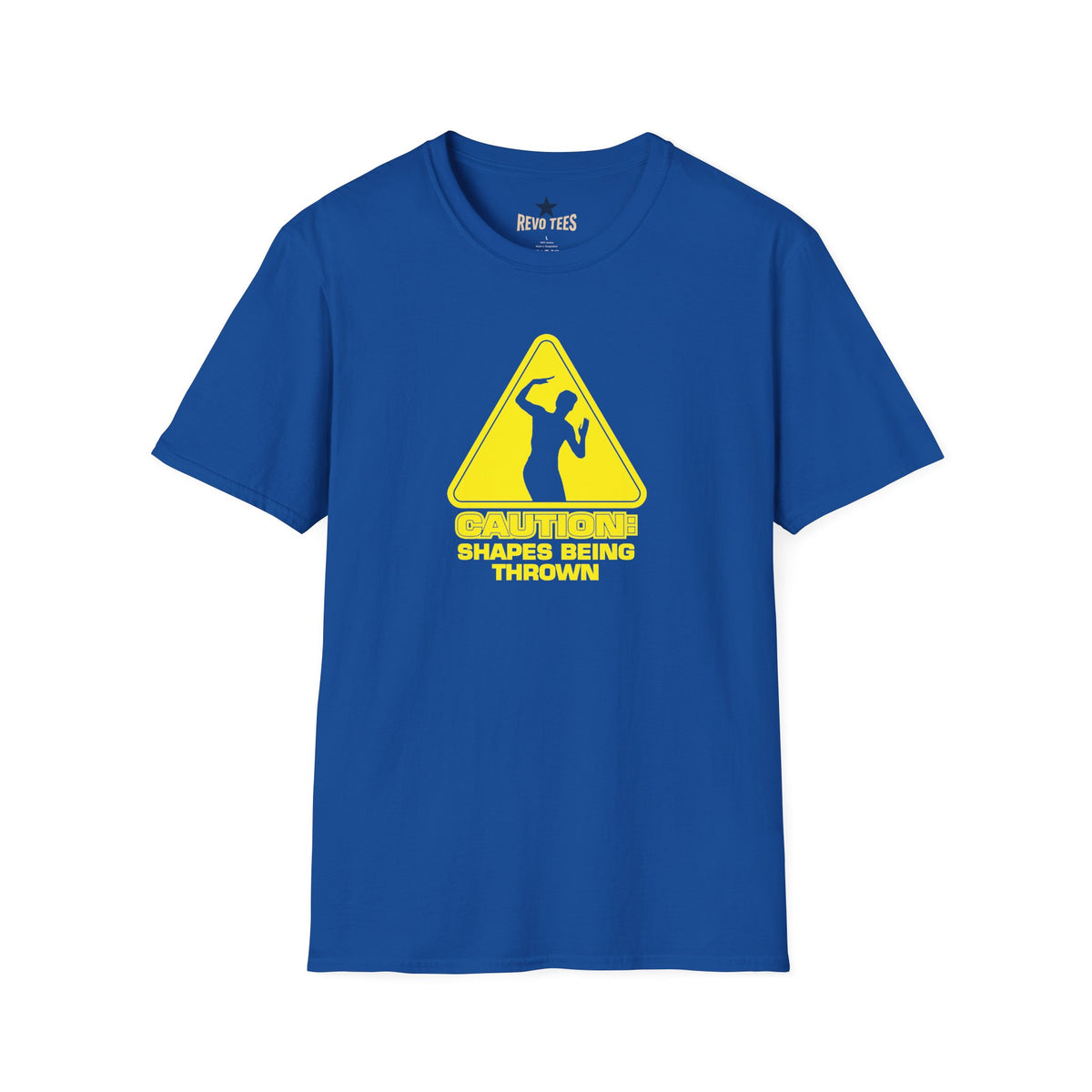 Revotees Caution Throwing Shapes Unisex Softstyle T-Shirt - alternate view 7