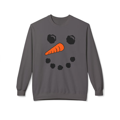 Snowman Face Crewneck Sweatshirt — Cute Winter Holiday Pullover