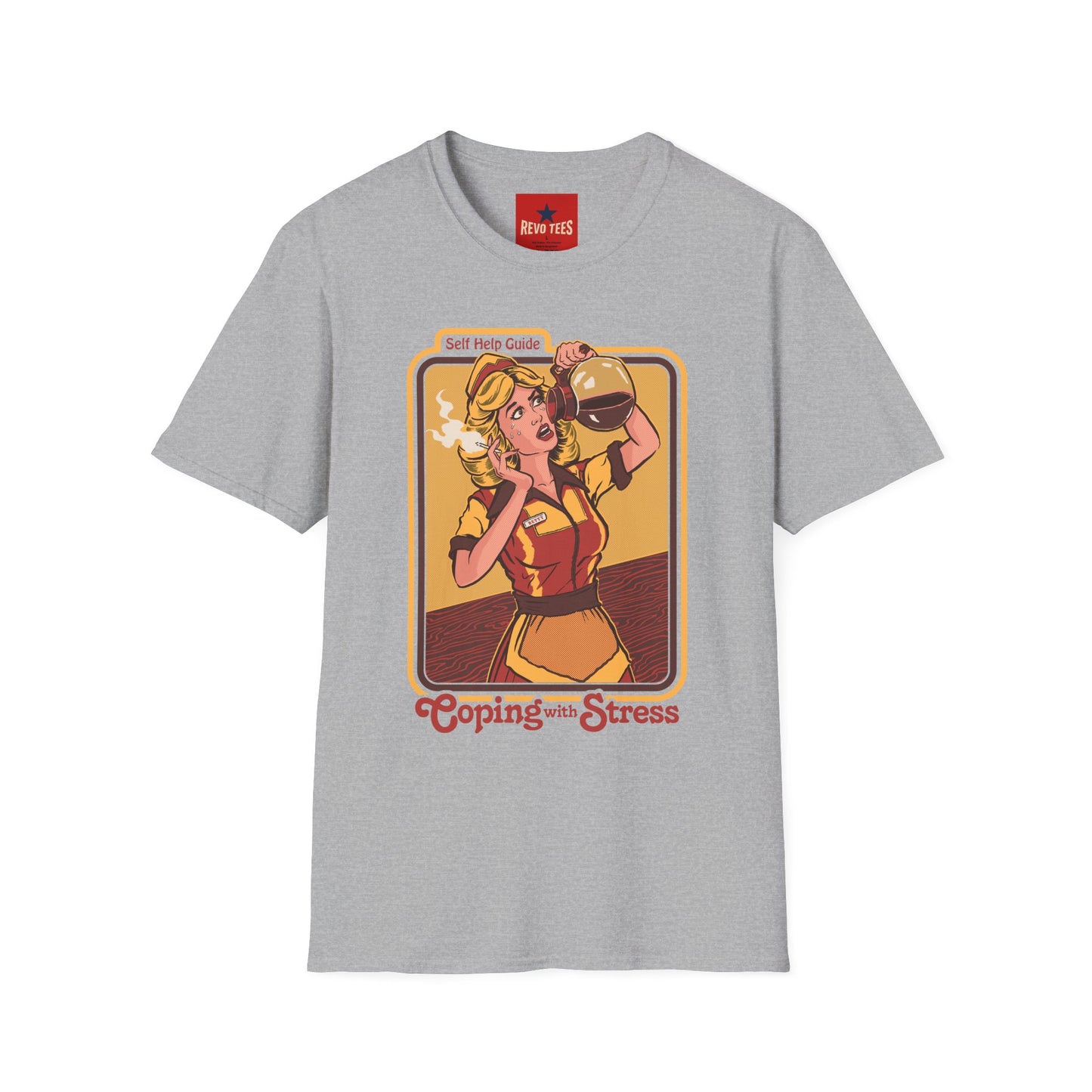 Coping with Stress Retro Coffee Tee — "Self Help Guide" Graphic T-Shirt