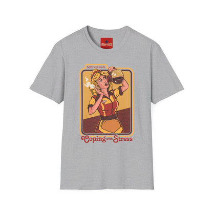 Coping with Stress Retro Coffee Tee — "Self Help Guide" Graphic T-Shirt