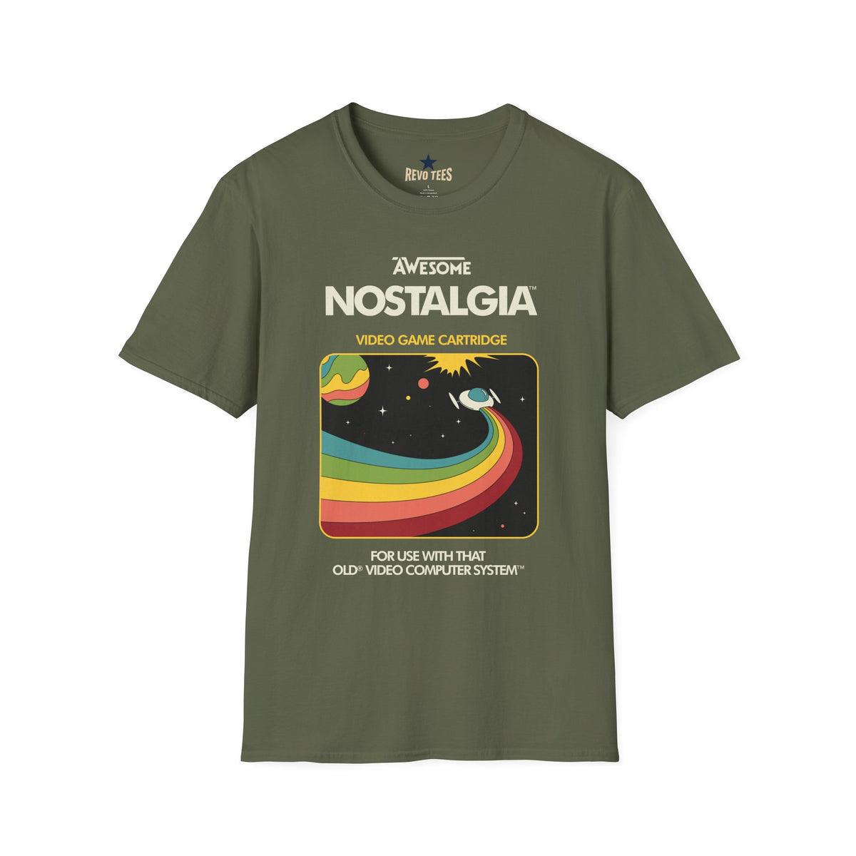 Revotees Awesome Nostalgia Retro Video Game Cartridge Graphic T-Shirt - alternate view 4
