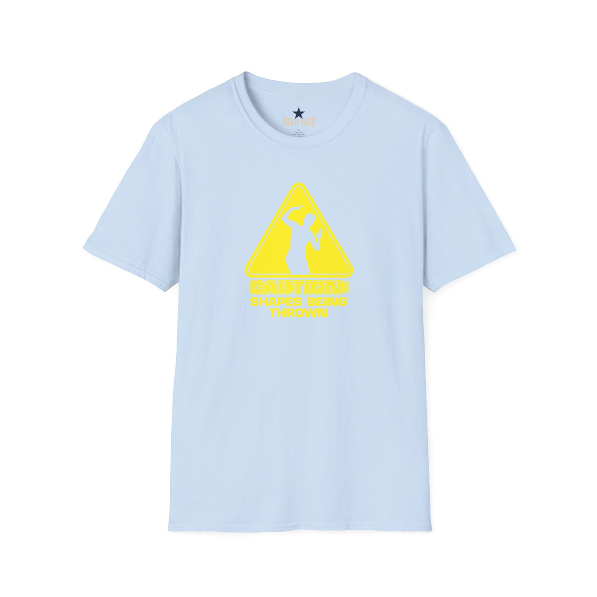 Revotees Caution Throwing Shapes Unisex Softstyle T-Shirt - alternate view 6