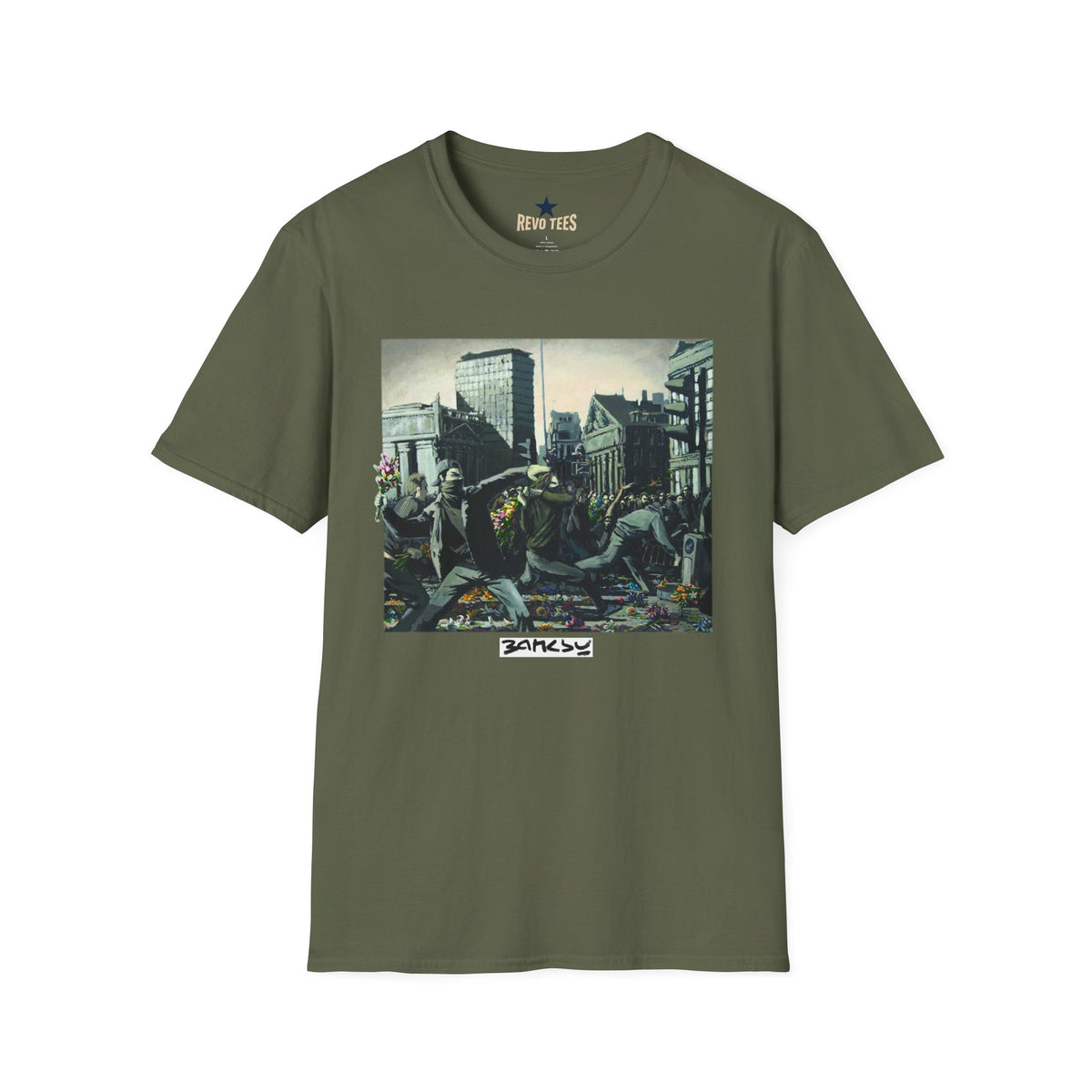 Revotees Banksy City Riot Graphic Urban Protest Art T-Shirt - alternate view 6