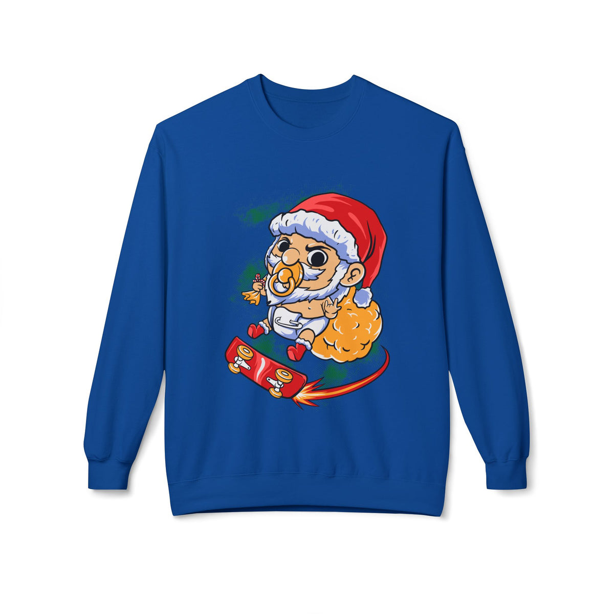 Christmas Skateboard — Santa Skateboarding Holiday Sweater Crewneck Sweatshirt