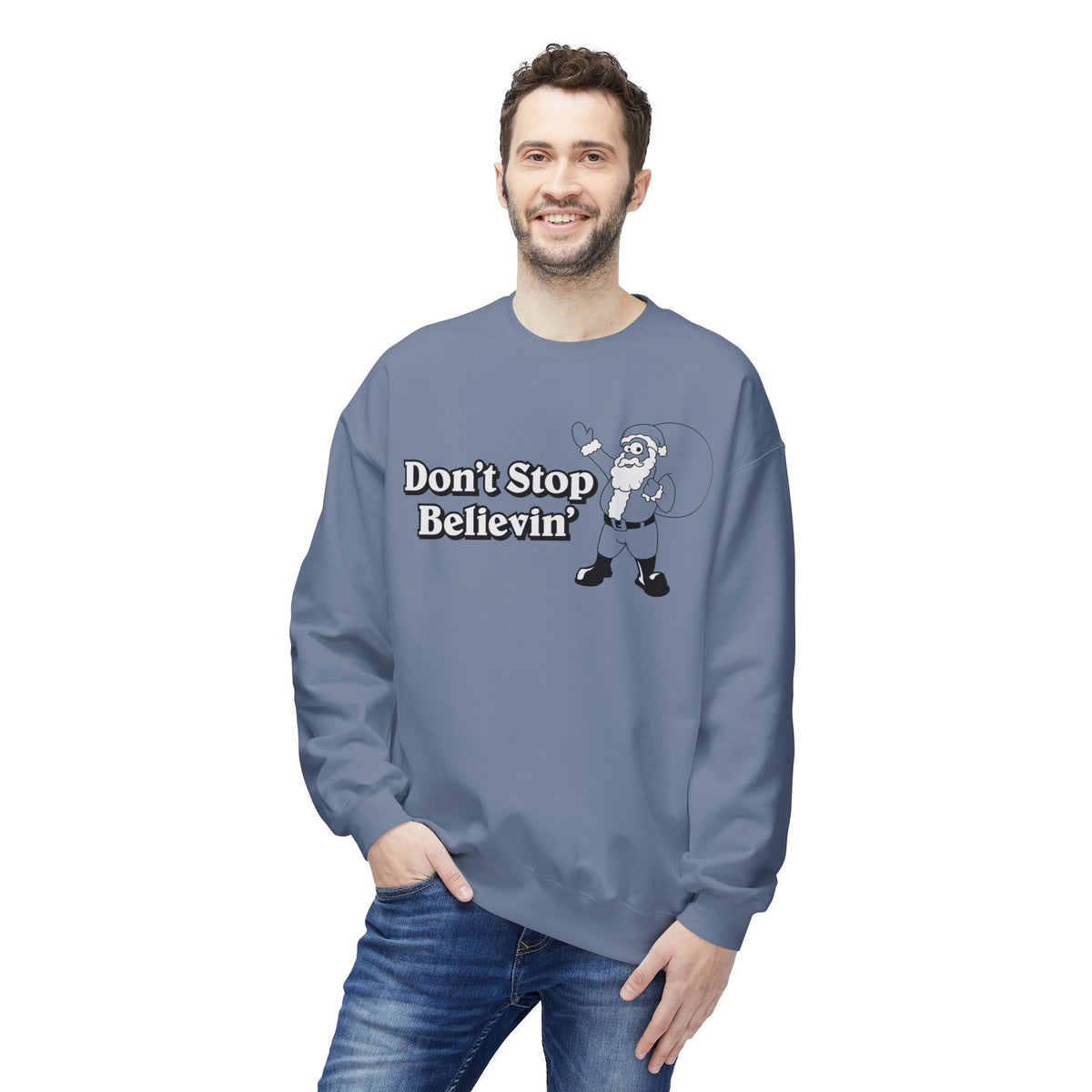 Christmas - 'Don't Stop Believin'' Santa Crewneck Sweatshirt