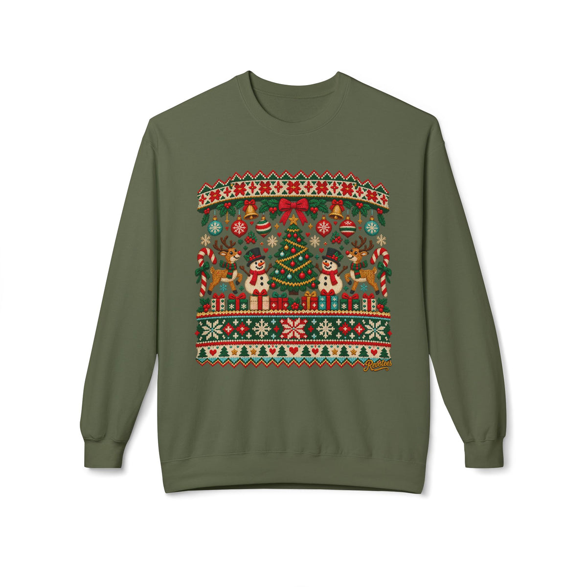 REVOTEES Christmas Tree Holiday Ugly Sweater Crewneck Sweatshirt