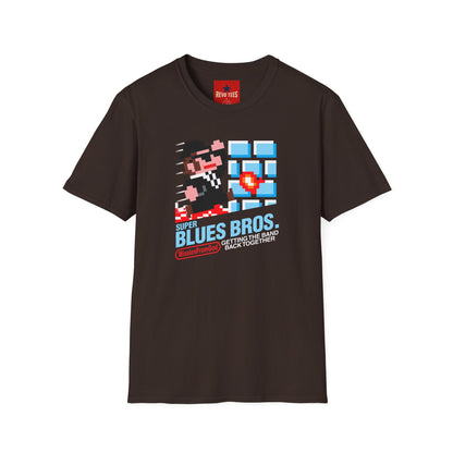 Retro Pixel Blues Bros. T-Shirt — 8‑Bit Gamer Graphic Tee