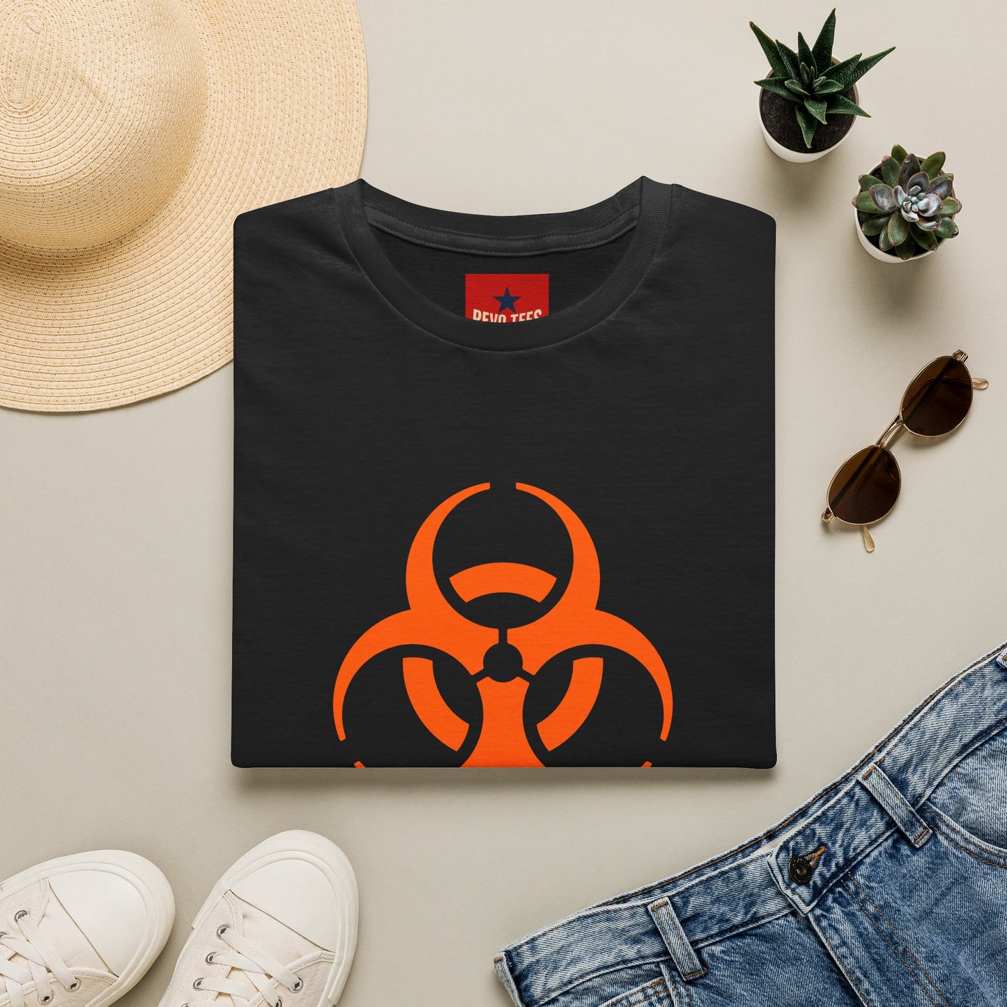 Graphic T-Shirt — Orange Biohazard Icon with “I HAVE THE SNIFFLES”