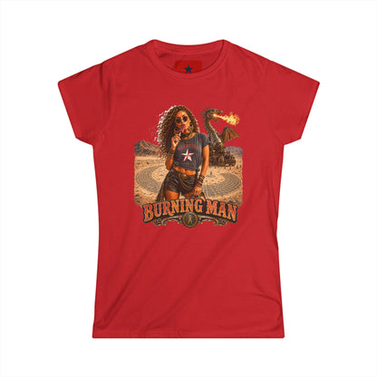 Burning Man Women's Softstyle Tee — Minimal White Festival Tee