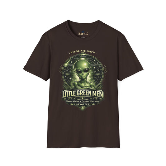 REVOTEES Little Green Men Graphic T-Shirt — "I Associate With Little Green Men" Sci‑Fi Tee