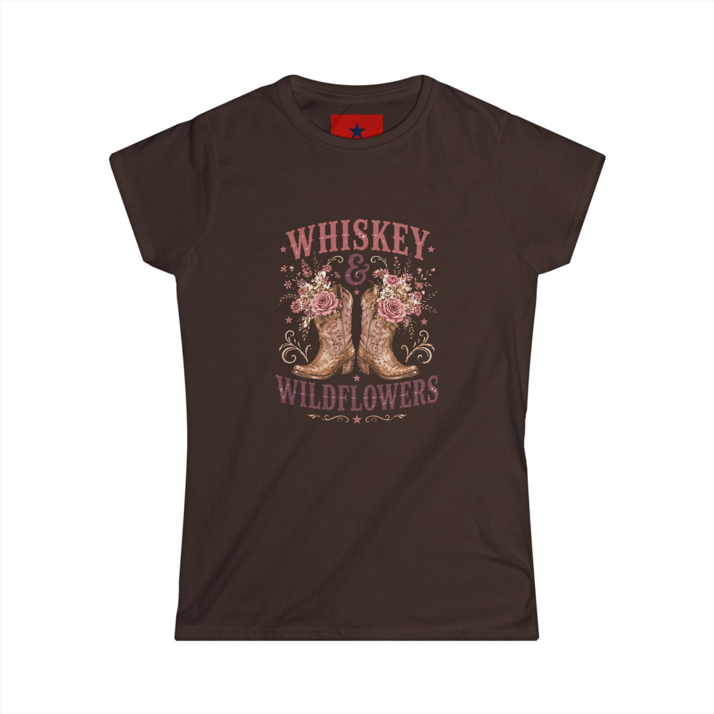 Whiskey & Wildflowers Women's Tee — Floral Cowboy Boots Graphic Shirt