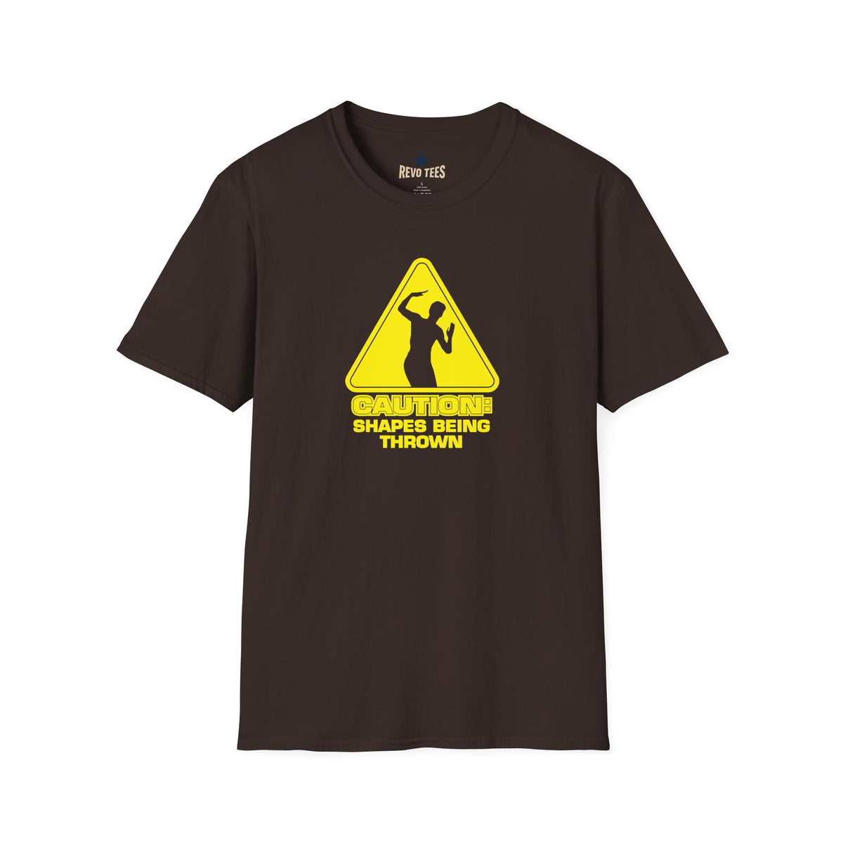 Revotees Caution Throwing Shapes Unisex Softstyle T-Shirt - alternate view 3