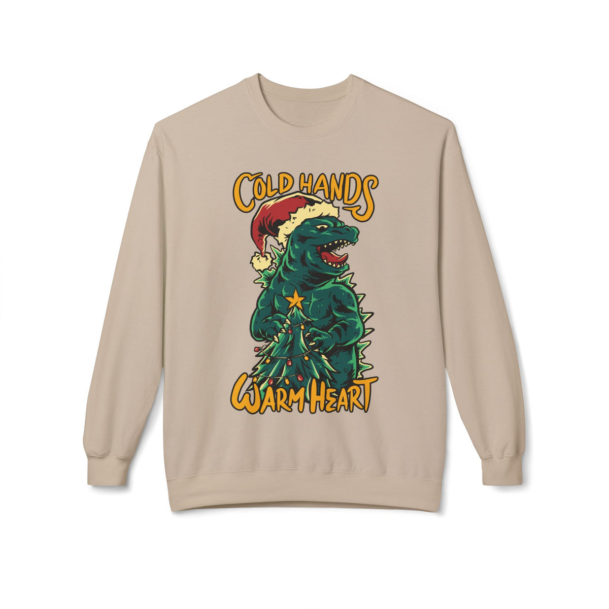 Christmas Godzilla - "Cold Hands Warm Heart" Holiday Crewneck Sweatshirt