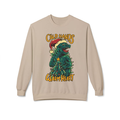 Christmas Godzilla - "Cold Hands Warm Heart" Holiday Crewneck Sweatshirt