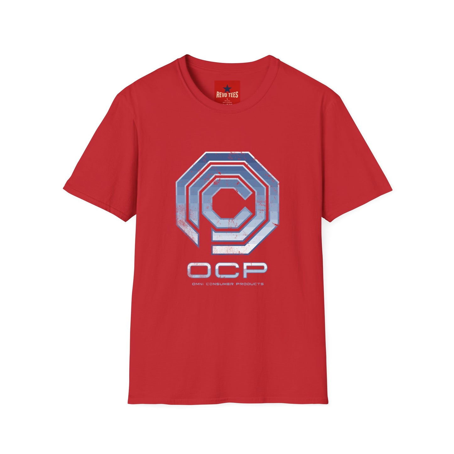 OCP Logo T‑Shirt — Retro Distressed Cyberpunk Company Tee