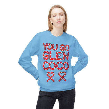 "You Go Glen Coco" Candy Cane Holiday Graphic Crewneck Sweatshirt