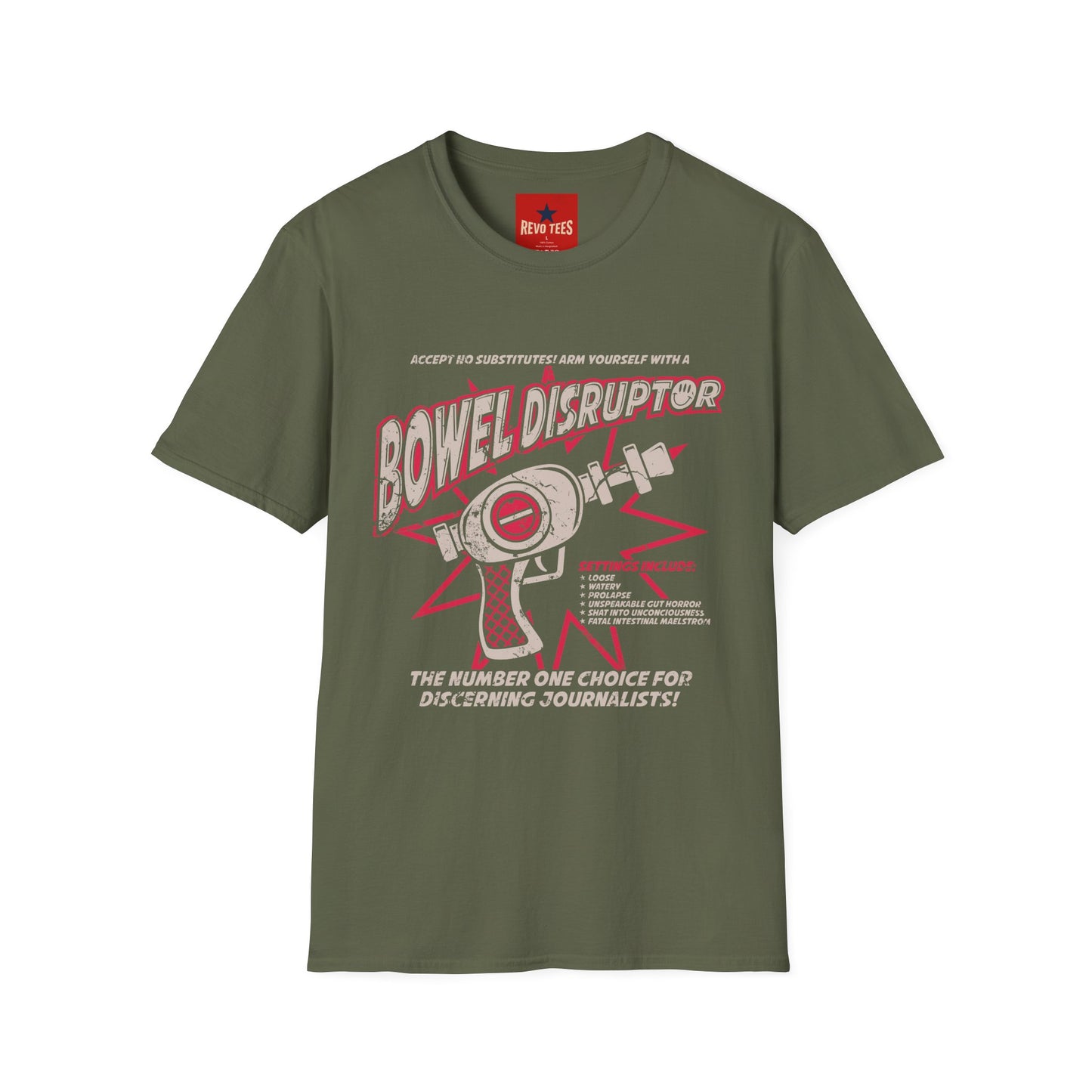 Bowel Disruptor T-Shirt — Funny Medical/Gut Health Graphic Tee for Nurses & Journalists