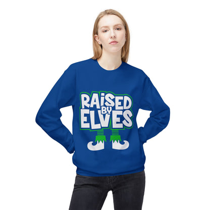 Raised by Elves Sweatshirt – Christmas Funny Holiday Crewneck