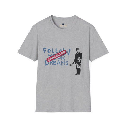 Revotees Banksy Cancelled Dreams Follow Your Dreams Banksy Style Street Art T-Shirt - alternate view 2