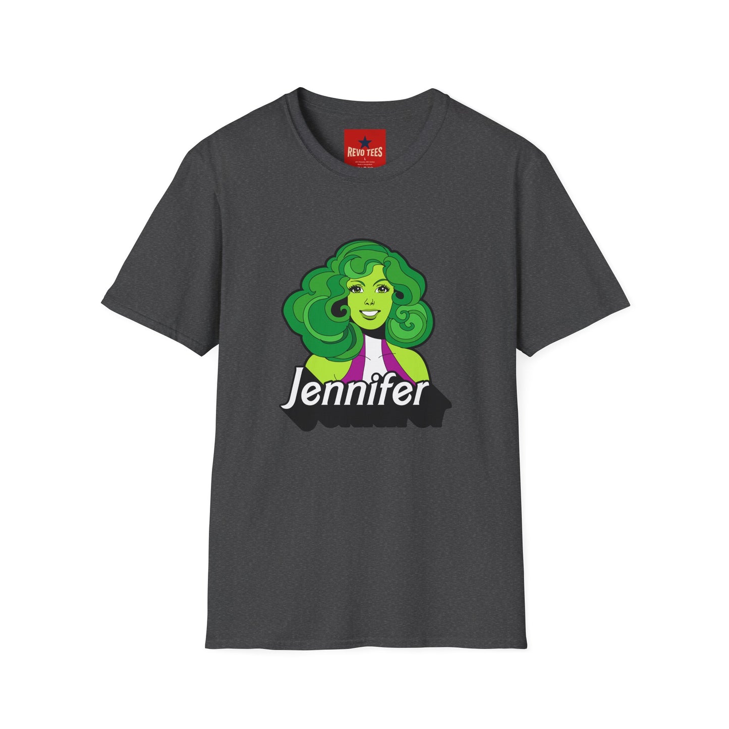 Green Hair Girl T-Shirt — Personalized Name Graphic Tee (e.g., Jennifer)
