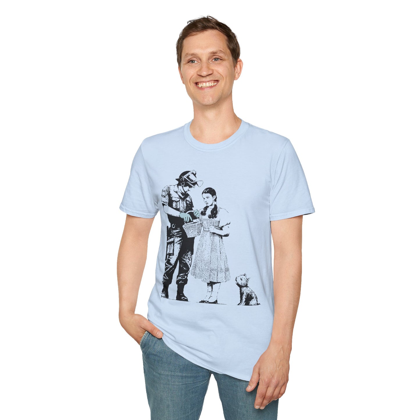 Banksy T-Shirt — Police Officer and Girl Stencil Art Tee (Banksy-Style)