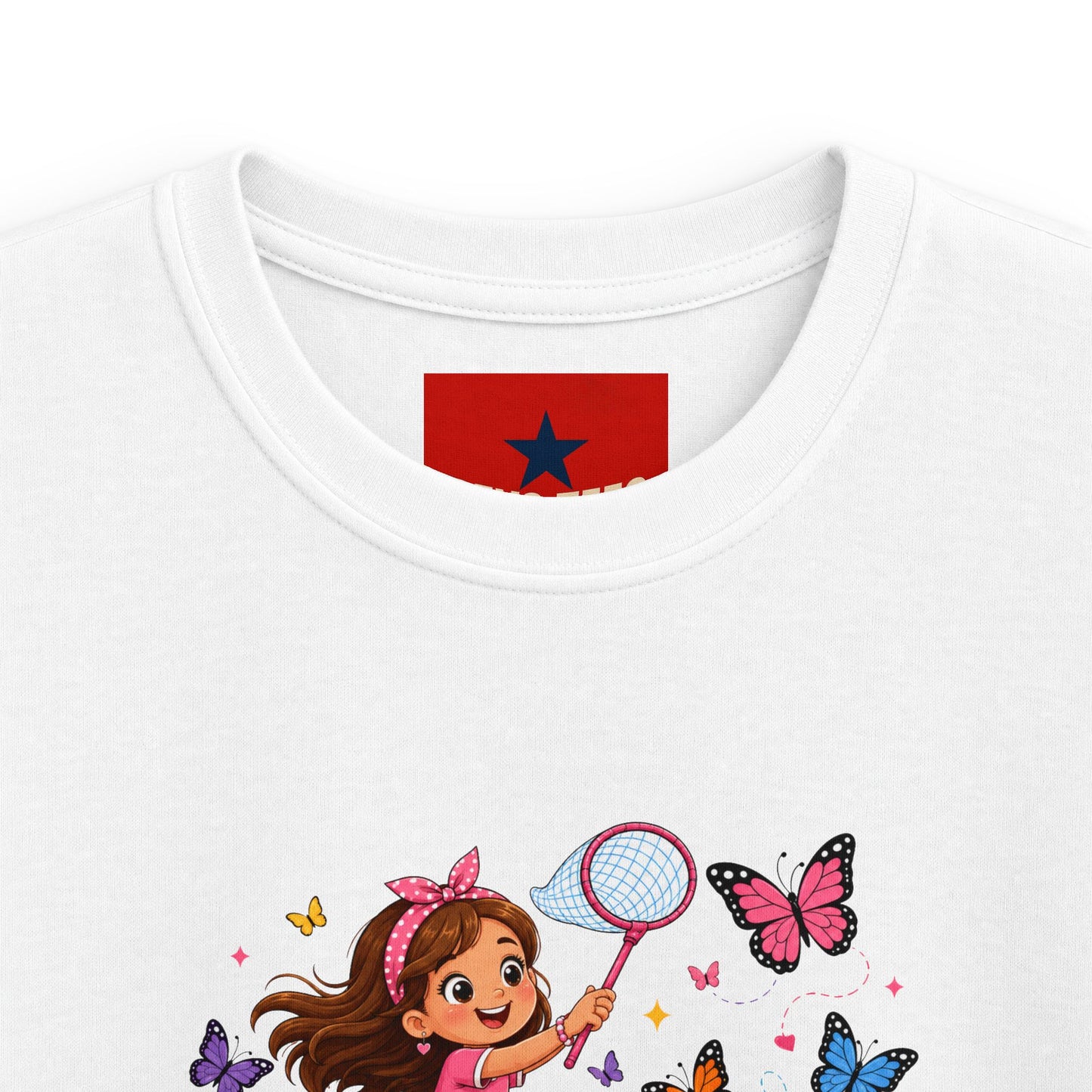 Kids Tee — "Little Butterfly Chaser" Cute Girl Butterfly Catcher Shirt