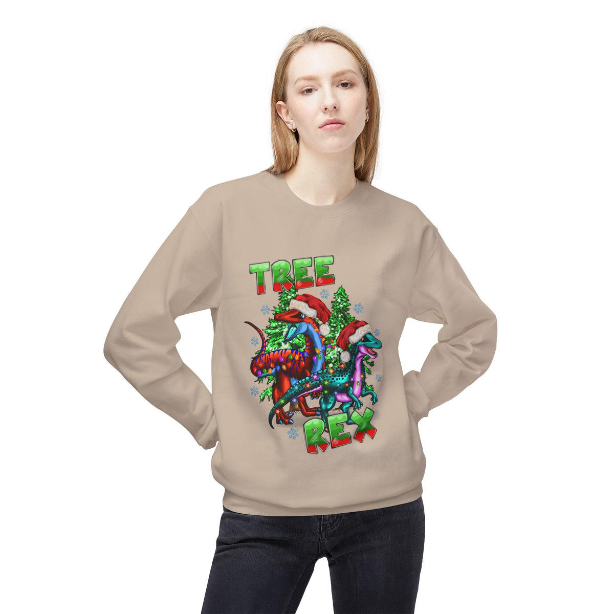 Tree Rex Christmas — Festive Dinosaur Holiday CrewneckSweatshirt