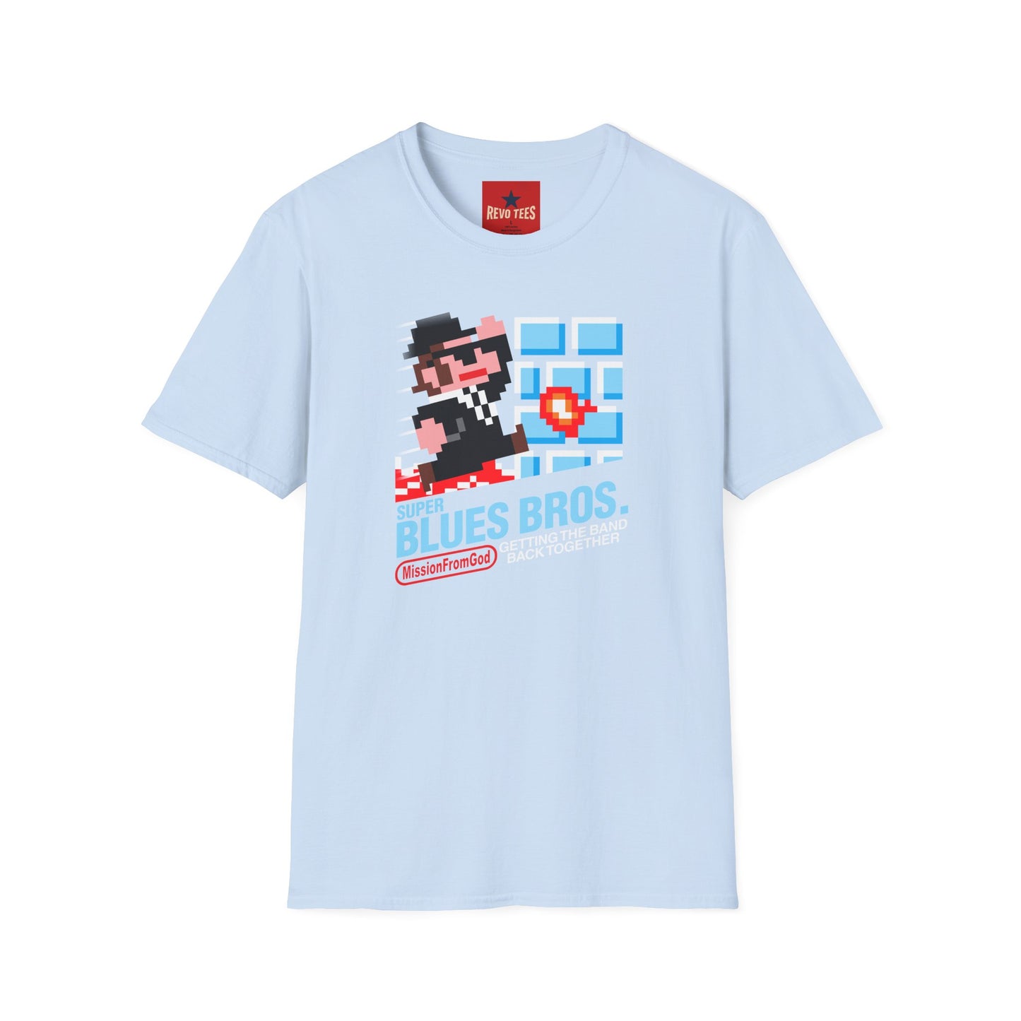 Retro Pixel Blues Bros. T-Shirt — 8‑Bit Gamer Graphic Tee
