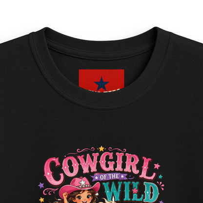 Kids Tee — "Cowgirl at Heart" Colorful Western Graphic (Cowgirl & Wild Print)