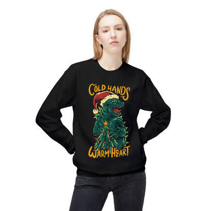 Christmas Godzilla - "Cold Hands Warm Heart" Holiday Crewneck Sweatshirt