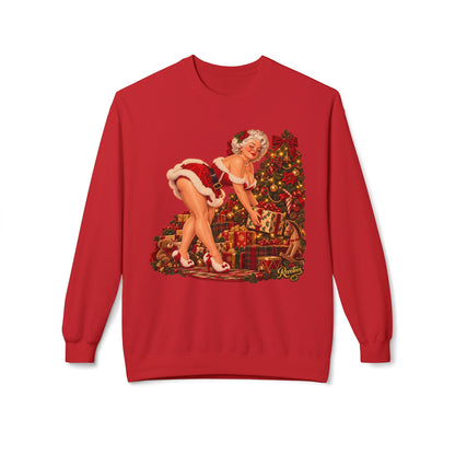 REVOTEES Bend over and give a present - Vintage Pin-Up Christmas Sweatshirt
