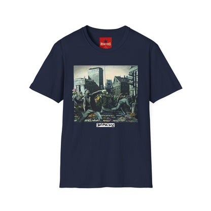 Banksy City Riot Graphic T-Shirt — Urban Protest Art Tee