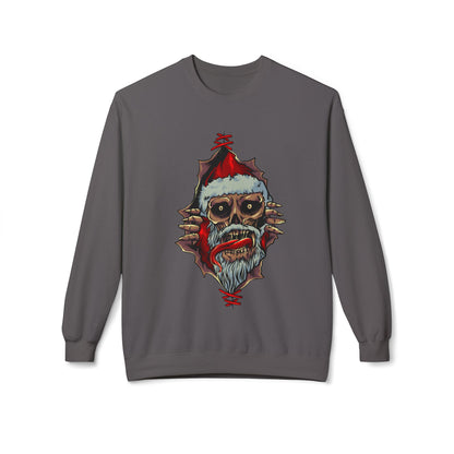 Skull Santa Crewneck Sweatshirt — Horror Christmas Graphic