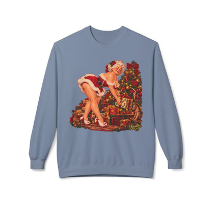 REVOTEES Bend over and give a present - Vintage Pin-Up Christmas Sweatshirt