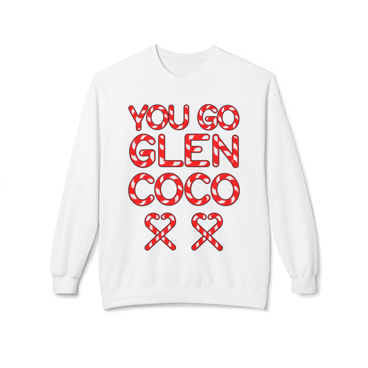 "You Go Glen Coco" Candy Cane Holiday Graphic Crewneck Sweatshirt
