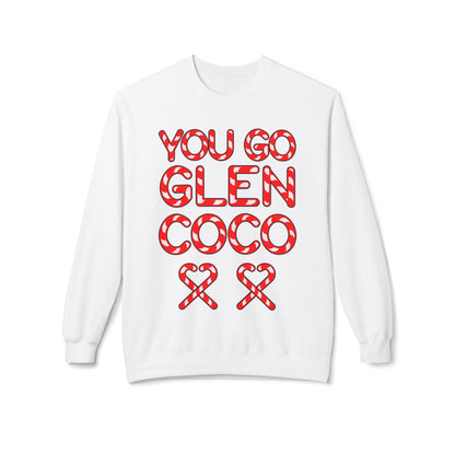 "You Go Glen Coco" Candy Cane Holiday Graphic Crewneck Sweatshirt