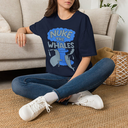 T-Shirt — 'Nuke the Whales' Satirical Graphic Tee (Funny Retro Ocean Design)