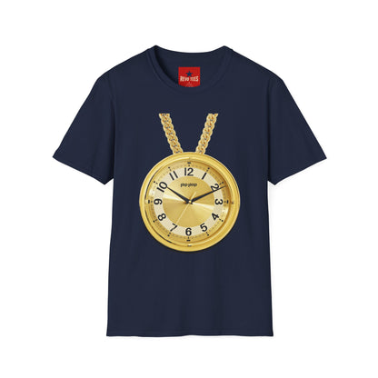 Gold Pocket Watch Necklace T-Shirt — Vintage Clock Graphic Tee