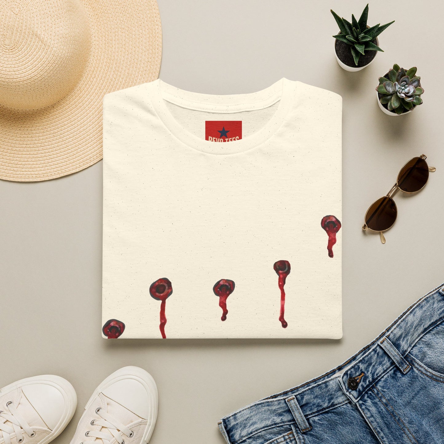 T-Shirt — Minimal Red Drip Eyeballs Graphic Tee