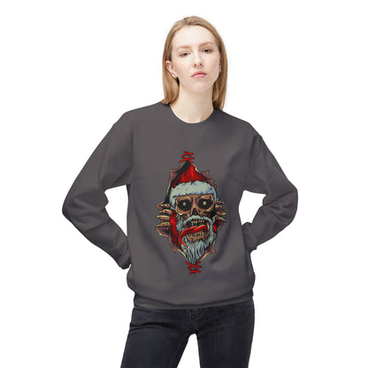 Skull Santa Crewneck Sweatshirt — Horror Christmas Graphic