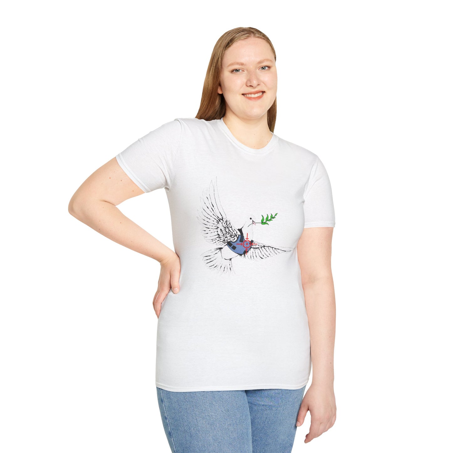 Banksy's Dove of Peace T‑Shirt — Flying Dove with Olive Branch & Earth Heart Graphic