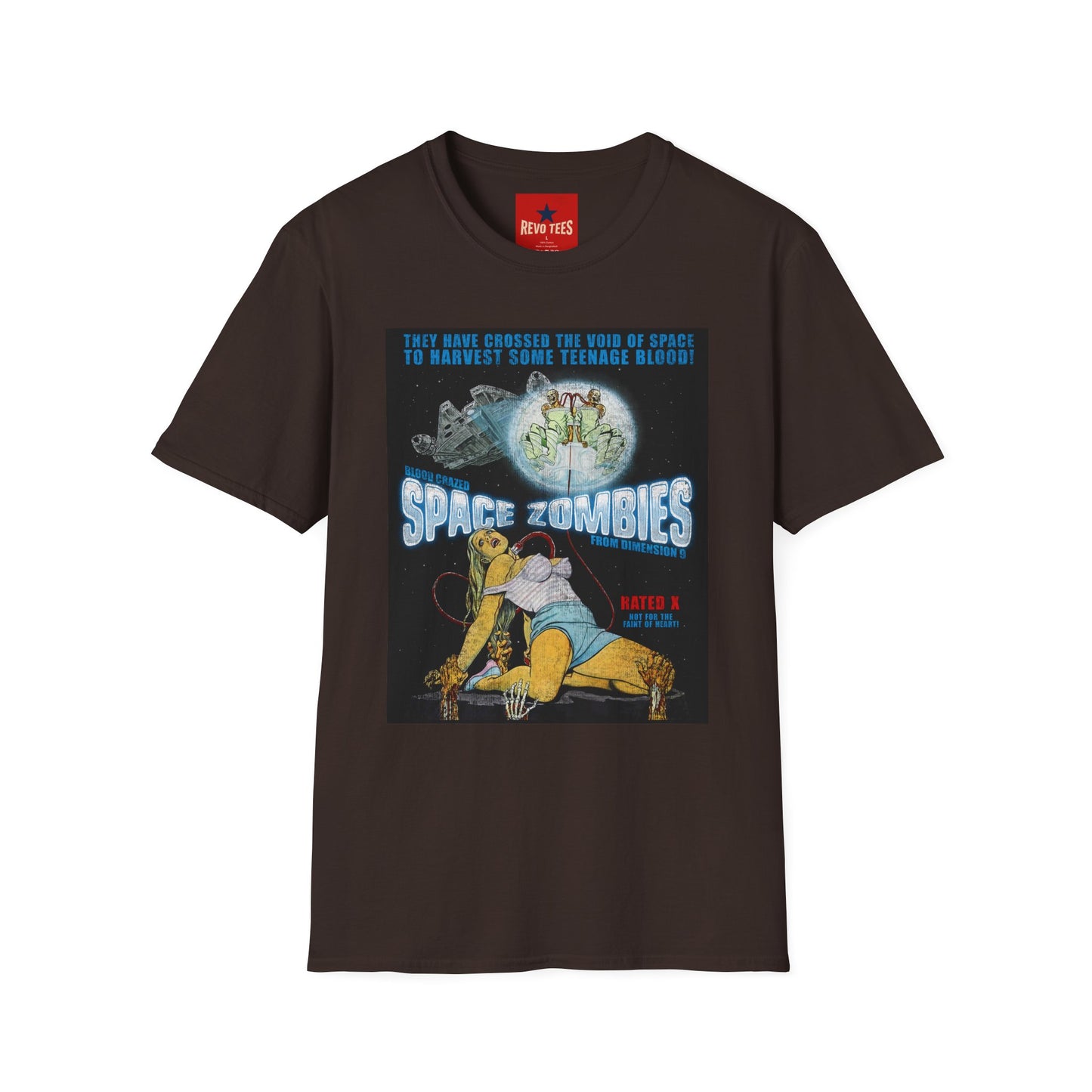 Space Zombies Retro Movie Poster T‑Shirt — Vintage Sci‑Fi Horror Tee (They Have Crossed the Void of Space to Harvest Some Teenage Blood)