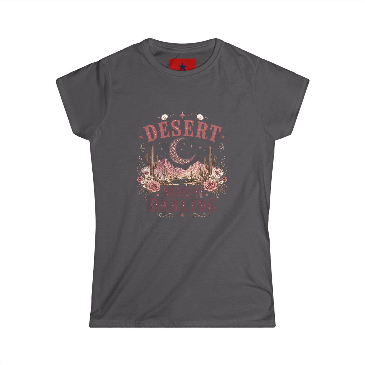 Desert Moon Darling Tee — Women's Boho Moon & Cactus Graphic T-Shirt
