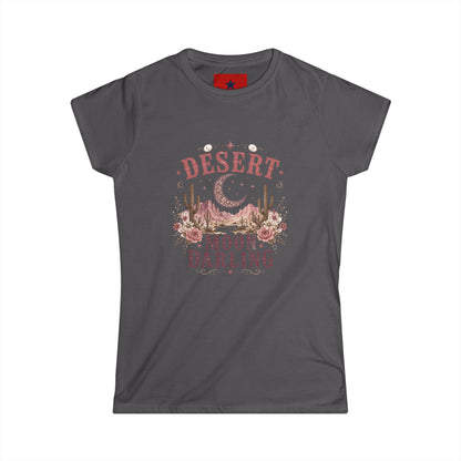 Desert Moon Darling Tee — Women's Boho Moon & Cactus Graphic T-Shirt