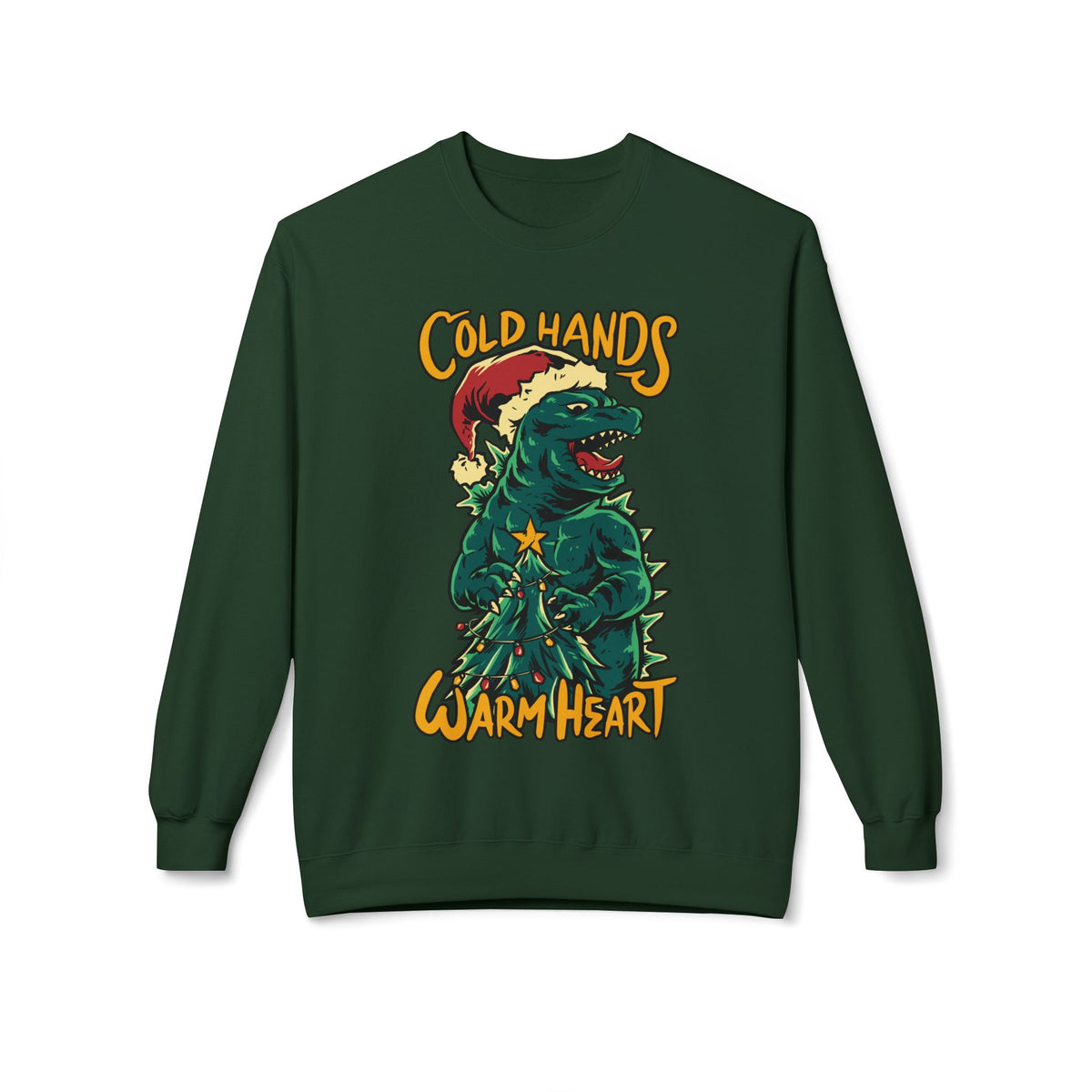 Christmas Godzilla - "Cold Hands Warm Heart" Holiday Crewneck Sweatshirt