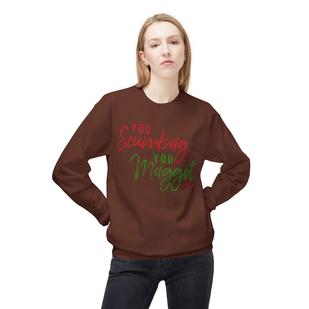 "You Scumbag, You Maggot" Festive Fairy Tale of New York Script Crewneck Sweatshirt