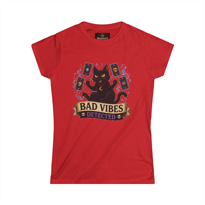 Bad Vibes Detected Cat Tarot Tee — Women's Witchy Graphic T-Shirt