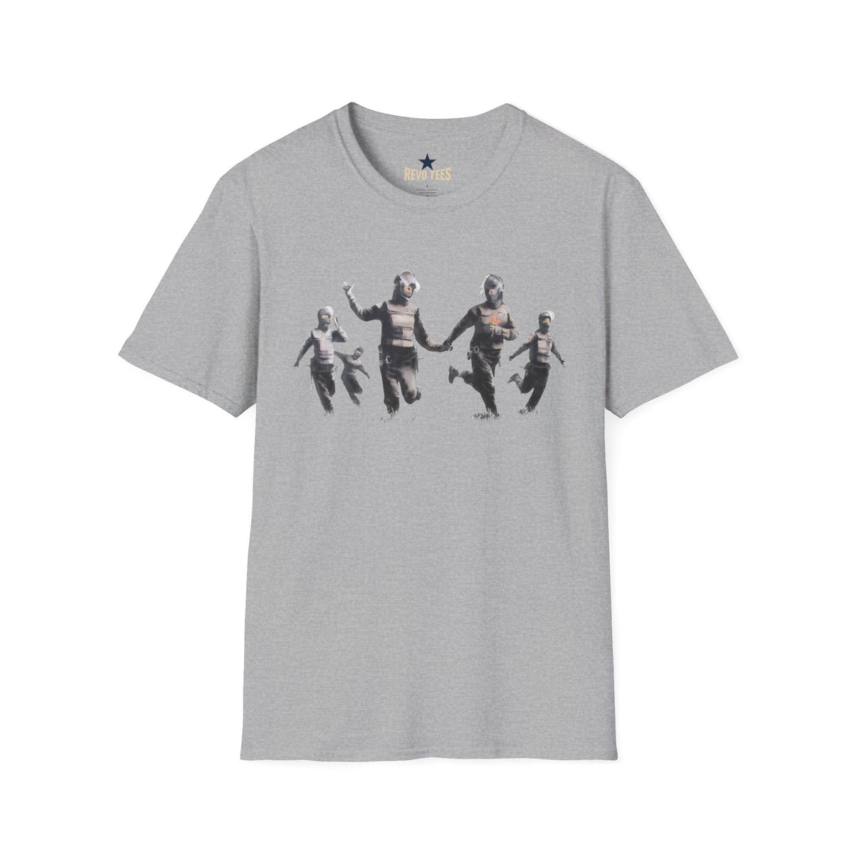 Revotees Banksy Vintage Running Figures Graphic T-Shirt - alternate view 2