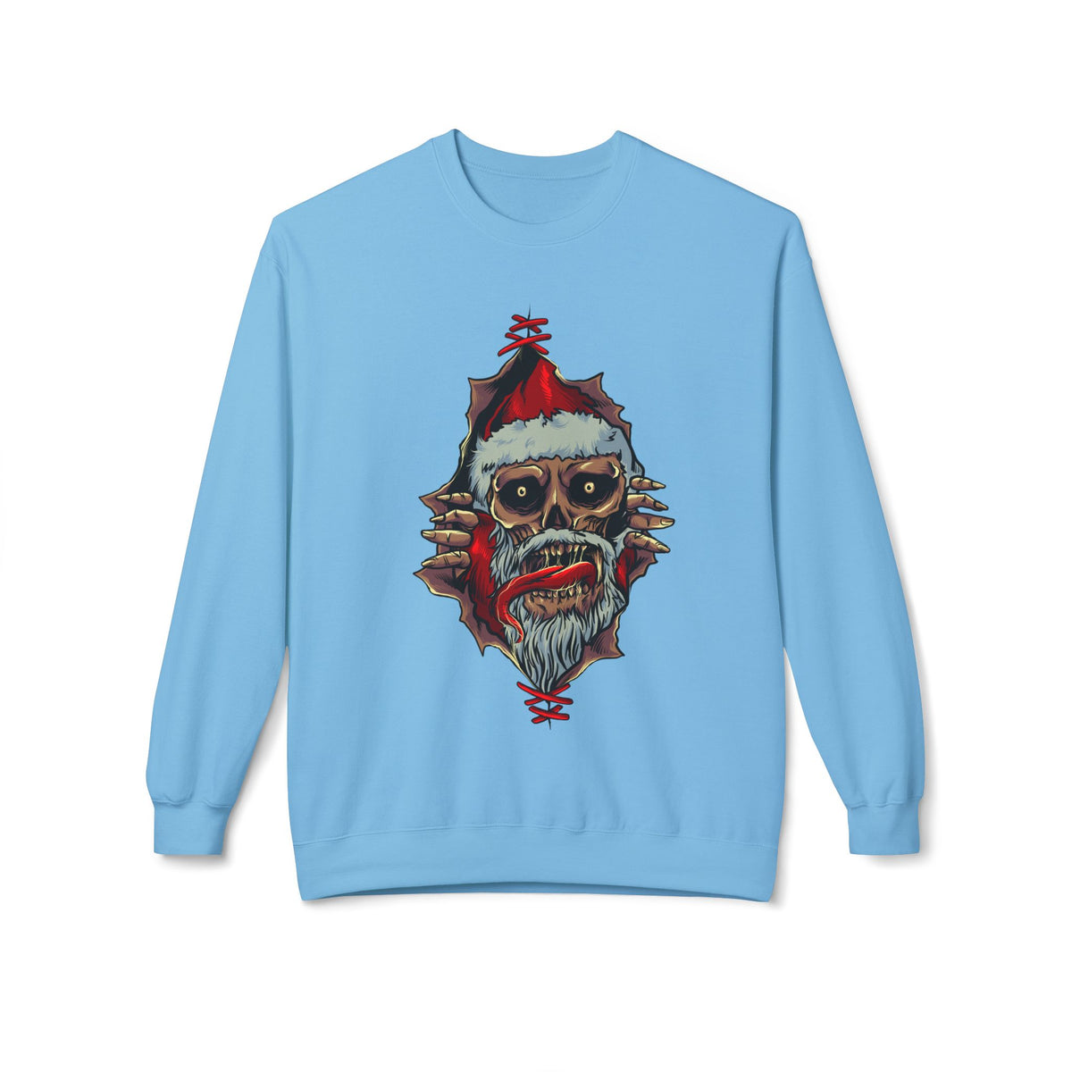 Skull Santa Crewneck Sweatshirt — Horror Christmas Graphic