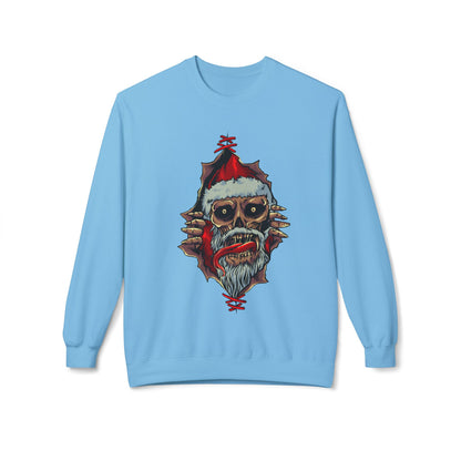 Skull Santa Crewneck Sweatshirt — Horror Christmas Graphic